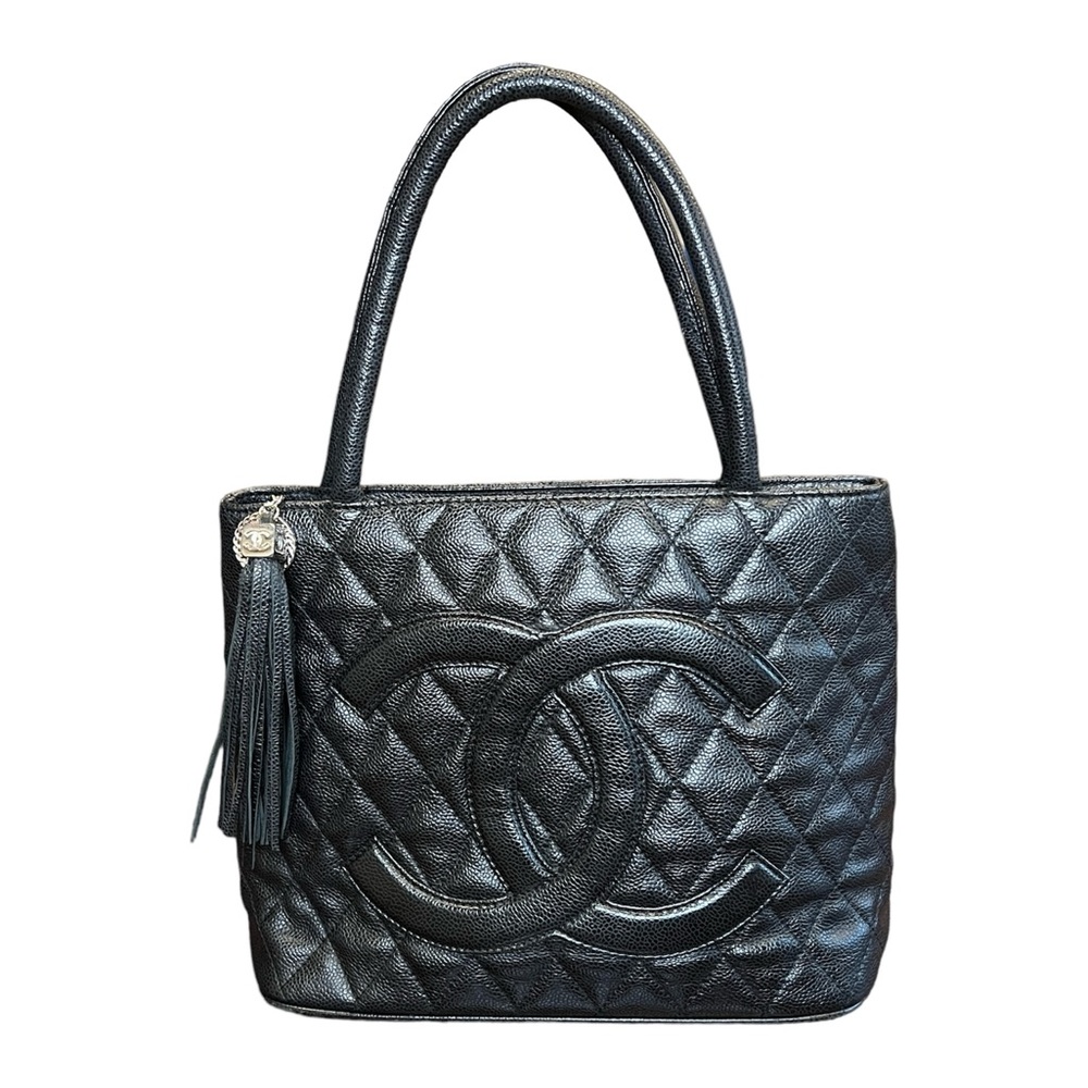 Vintage Chanel Black Medallion Tote